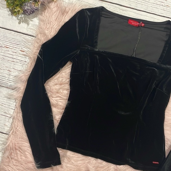 NWT N:PHILANTHROPY Top Black Velvet Armida Square Neck Pullover Long Sleeve Sz M - Picture 9 of 10